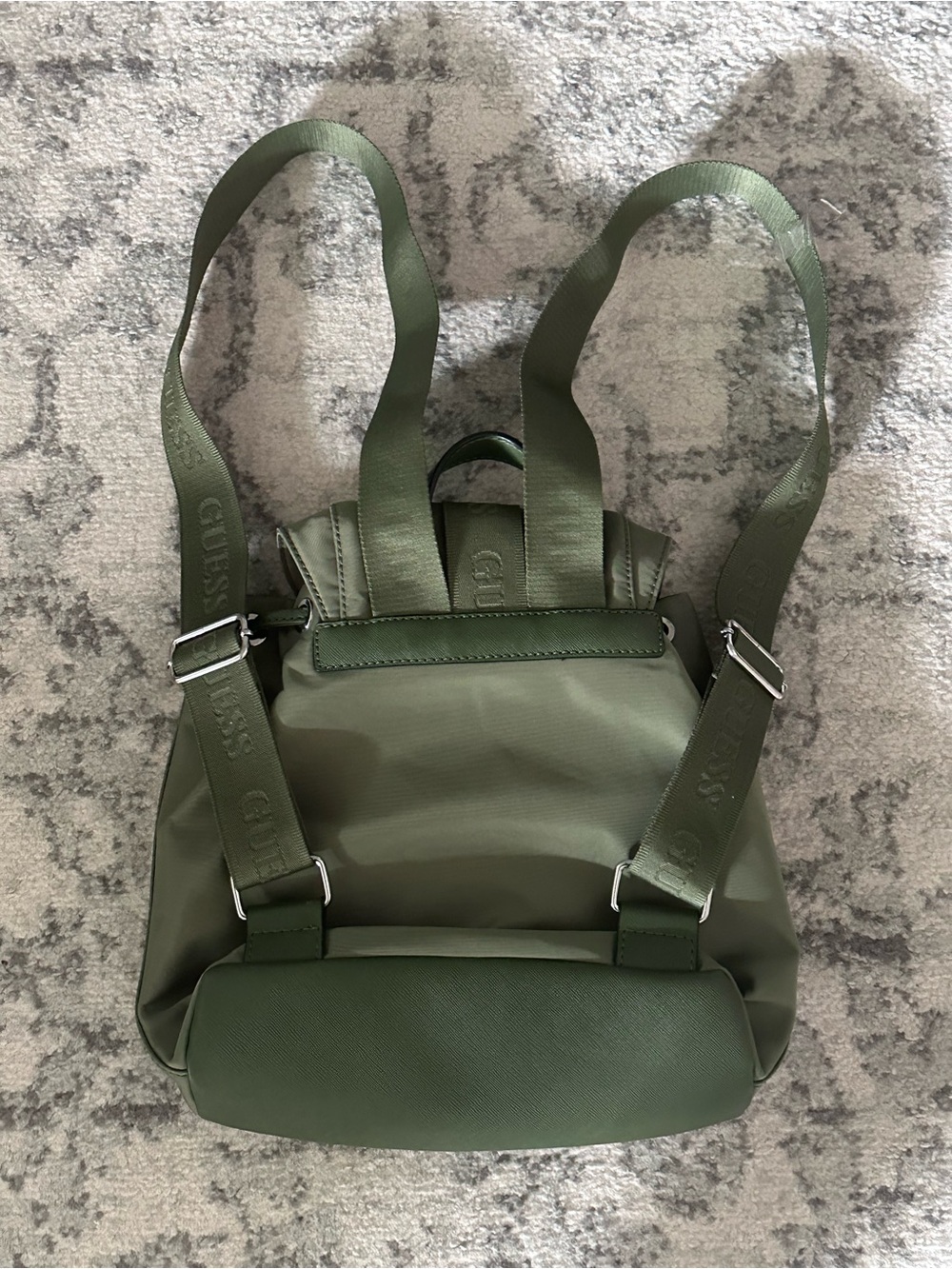 GUESS Olive Green Drawstring Backpack - Picture 3 of 5